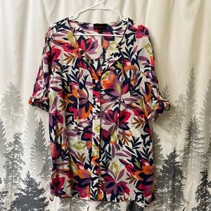 Dana Buchman tunic top floral print size XL